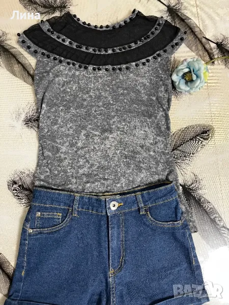 Лот къси дънки и тениска , снимка 1