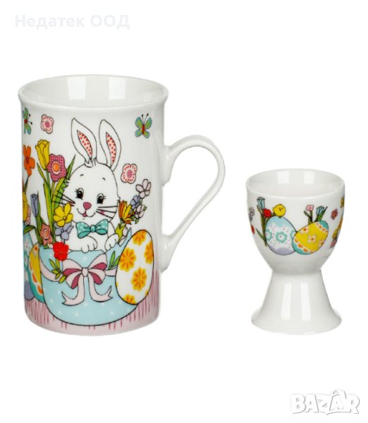 Комплект, великденска порцеланова чаша, с поставка за яйца,310мл, снимка 1