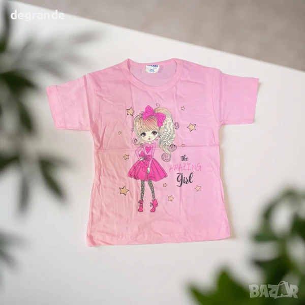 Розова сладурска тениска с момиченце, снимка 1