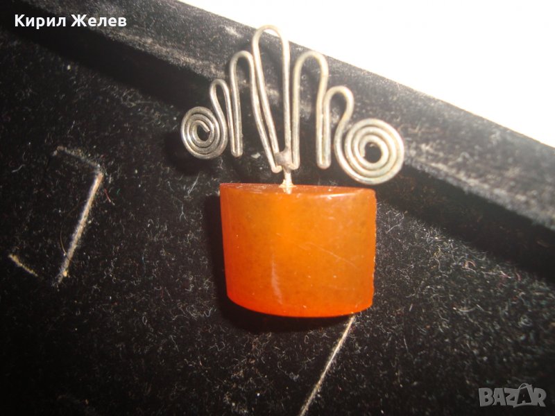 КЕХЛИБАРЕНО РЕТРО СТАРИННО МЕЛХИОРЕНО БИЖУ УКРАШЕНИЕ НАТУРАЛЕН БАЛТИЙСКИ КЕХЛИБАР РУСИЯ 19375, снимка 1