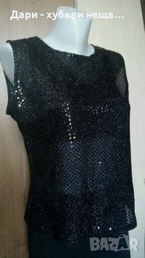 Черен топ с блестяща украса💞🍀L,XL💞🍀арт.2068, снимка 1
