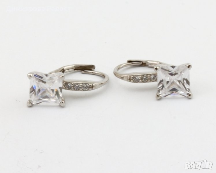 Дамски сребърни обеци с цирконий.Състояние ново! , снимка 1