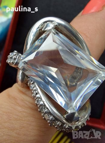 Сребърен пръстен с огромен циркон / проба 925 , снимка 9 - Пръстени - 32717581