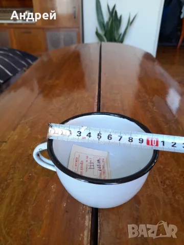 Старо емайлирано канче,чаша #9, снимка 3 - Други ценни предмети - 47778175