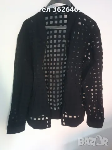 Прозрачно черно бомбър яке Zara с каре, снимка 2 - Якета - 50056448