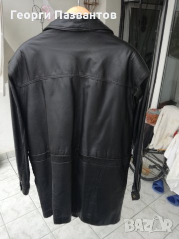 Продавам черно кожено палто от естествена телешка кожа, снимка 3 - Палта - 27105490