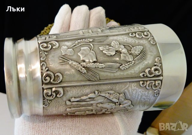 Чаша,халба от калай,ловна тема,350 мл. , снимка 10 - Антикварни и старинни предмети - 37783626