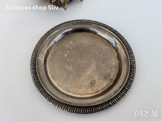 Посребрен комплект чайник с чинийка. №2419, снимка 5 - Колекции - 36922279