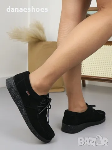 Дамски мокасини от естествен велур в черно , снимка 4 - Дамски ежедневни обувки - 49874737