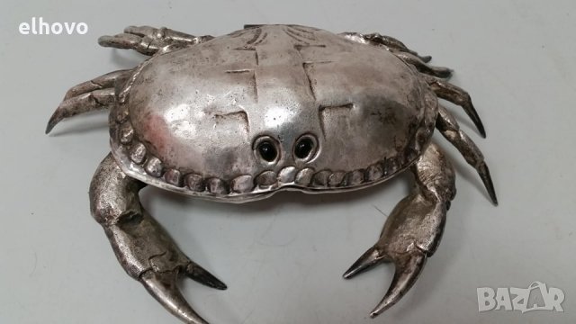 Посребрена купа за хайвер във формата на краб, Franco Lapini Италия, 1970г