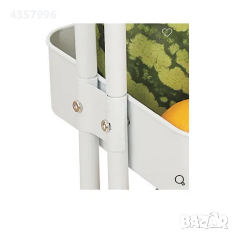 Количка за кухня, С колелца, Универсална, 3 рафта, Бял , снимка 3 - Органайзери - 50085877