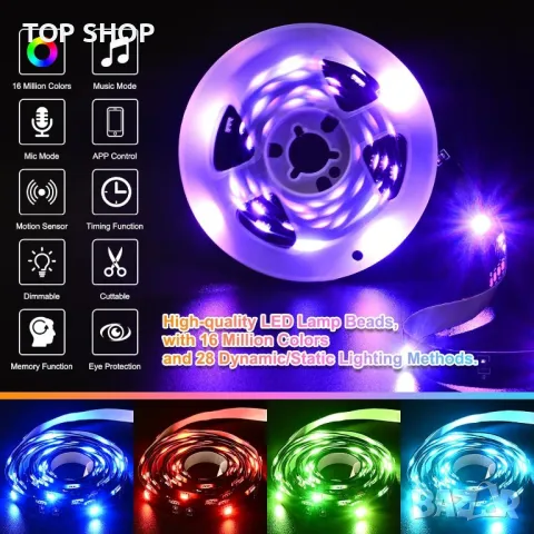 AOYADAISU LED светлинна лента за закрито, сензор за движение 3 м, 2 бр, снимка 7 - Лед осветление - 49420165