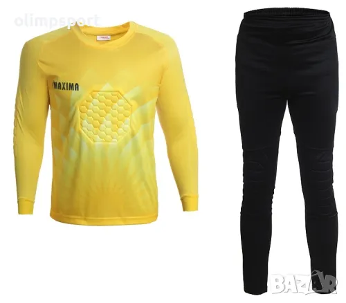 Вратарски екип MAXI, Жълт с черен. Блуза с подплънки на гърдите и лактите. 