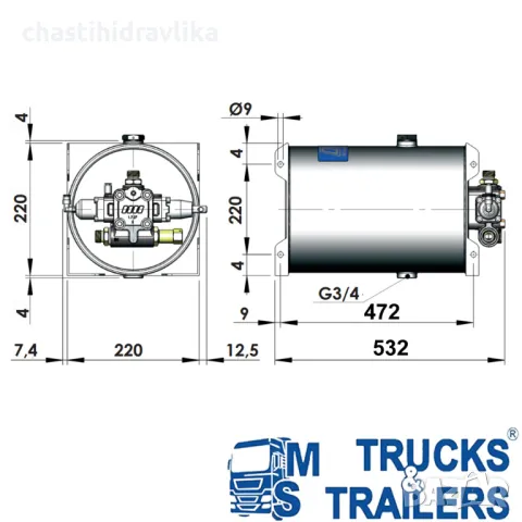 Маслен резервоар 15л с пневматичен разпределител OMFB 14609301518, снимка 2 - Части - 49792899