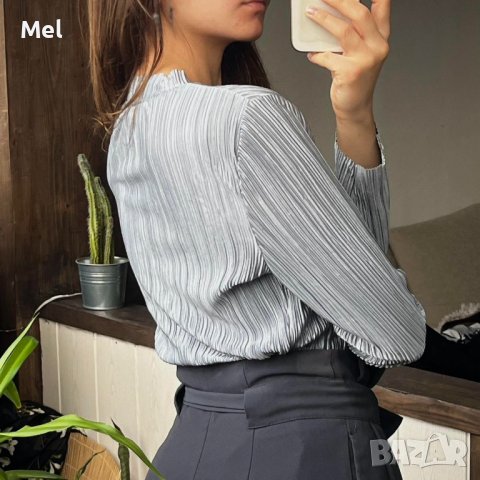 Блуза H&M, дълъг ръкав, размер S-M, оранжева/кафява/бордо, снимка 3 - Блузи с дълъг ръкав и пуловери - 43146682