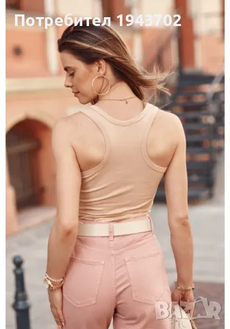 Дамско боди с деколте с цип в бежов цвят FK588, снимка 3 - Корсети, бюстиета, топове - 48119276