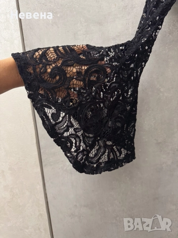 Блуза Боди дантела черен цвят  S-M, снимка 3 - Други - 51480205