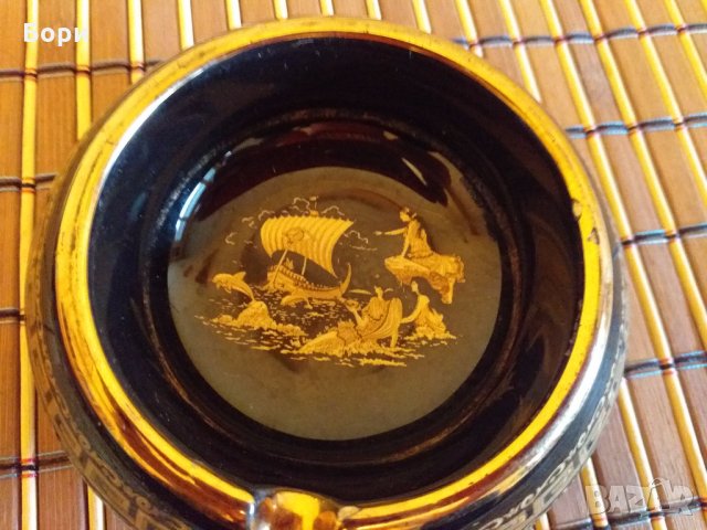 Порцеланов пепелник  GREECE 24K GOLD D.STRIGOS, снимка 5 - Други ценни предмети - 27913049