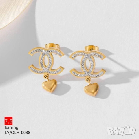 обеци от висококачествена стомана ysl saint laurent chanel christian dior celine louis vuitton, снимка 3 - Обеци - 52137935