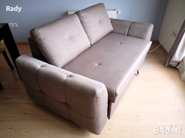Разтегателен диван с подлакътници, цвят сив, снимка 2 - Дивани и мека мебел - 43325598