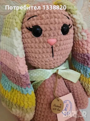 Ръчна изработка плюшено зайче, снимка 2 - Плюшени играчки - 47917641