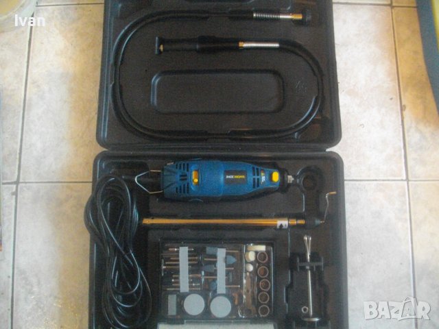 Нова Немска Ел. Мини Дрелка-Шлифовалка -Пълен Комплект-Гъвкаво Рамо/Стойка/Кутия Аксесоари-WORKZONE, снимка 3 - Други инструменти - 43384836