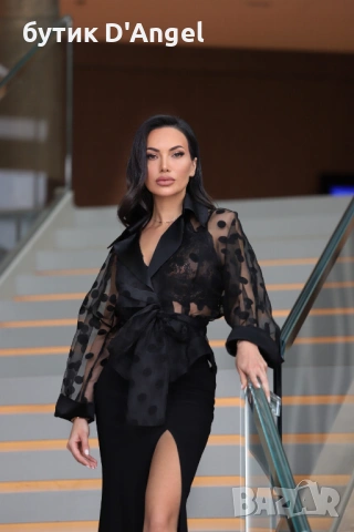 AVIN Риза La Femme Dots с колан и отделен дантелен топ