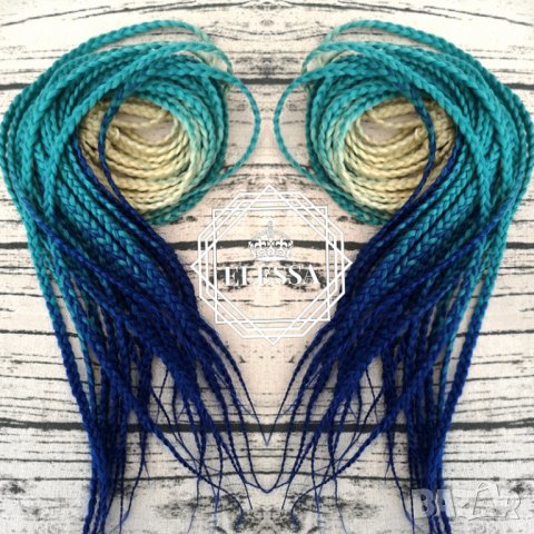 Екзотична Дълга Опашка с Афро Плитки в Цветен Омбре Ефект КОД Е119, снимка 3 - Аксесоари за коса - 33572178