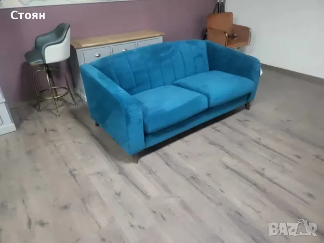 Дизайнерски син диван от плат голяма двойка, снимка 8 - Дивани и мека мебел - 47756311