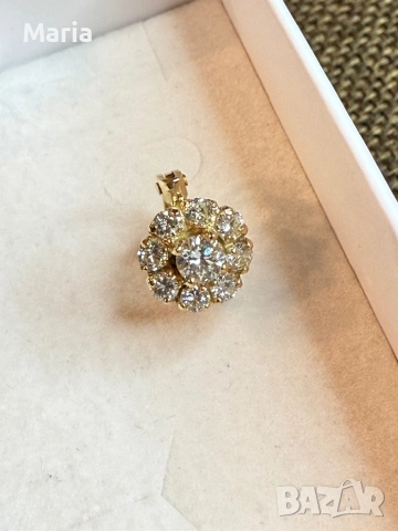 Дамски обеци жълто злато и брилянти, снимка 6 - Обеци - 52470761