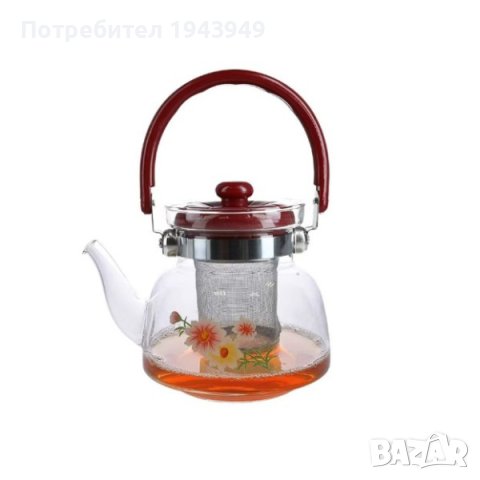 Огнеупорен чайник с цветни мотиви и цедка цени на размерите в описанието , снимка 3 - Съдове за готвене - 44058309