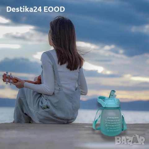 Спортна бутилка за вода 1300 мл със сламка, без BPA, снимка 3 - Спортна екипировка - 53151008