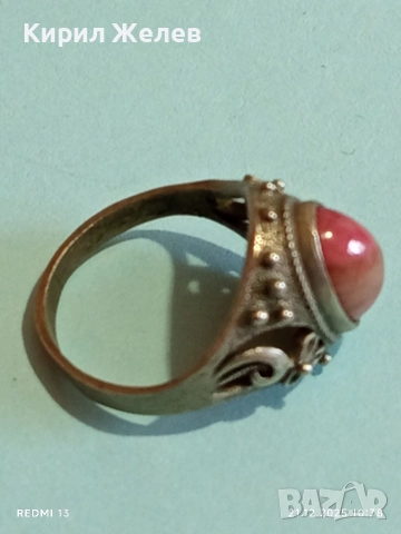 Винтидж сребърен пръстен орнаментиран с ръчно шлифован РУБИН уникално красив 21634, снимка 8 - Пръстени - 52863764