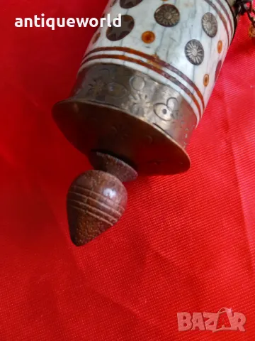 Старинно Молитвено Тибетско Будистко Колело,Месинг и Кост, снимка 5 - Антикварни и старинни предмети - 49021148