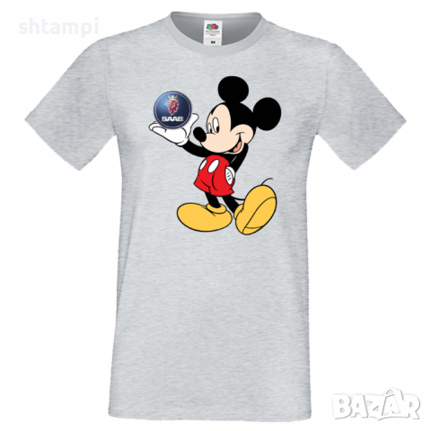 Мъжка тениска Mickey Mouse SAAB Подарък,Изненада,Рожден ден, снимка 5 - Тениски - 36577526