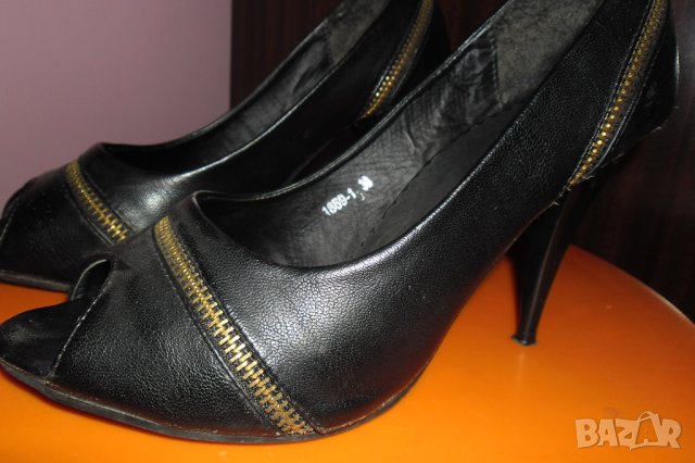 елегантни обувки на висок ток  цвят нежна циклама и черен, снимка 4 - Дамски обувки на ток - 26742377