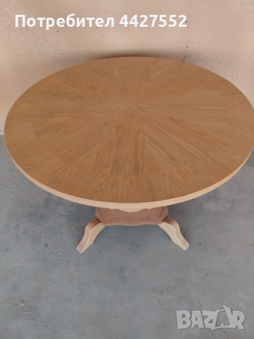 Трапезна маса ф110 см  дъб и още 6 бр., снимка 2 - Маси - 52447007