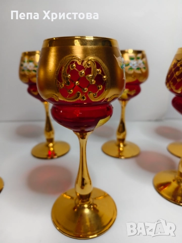 чаши за вино от италиански цветен кристал , снимка 10 - Чаши - 52901624