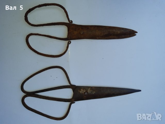 Големи стари ковани ножици 2 броя . Ножица, снимка 4 - Антикварни и старинни предмети - 33161407