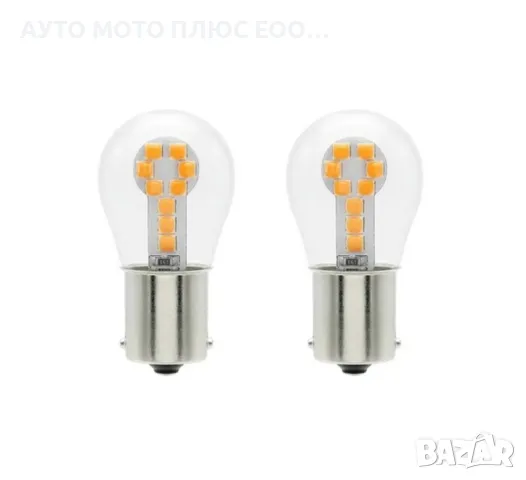 LED диодни крушки 2бр за мигач,PY21W - 18 диода, снимка 2 - Аксесоари и консумативи - 47570274