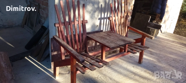 Дървена градинска маса със столове!