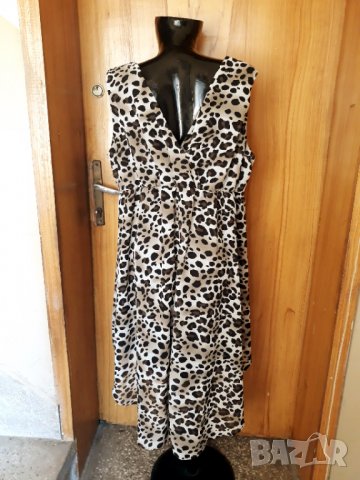 Леопардова А-образна разкроена лятна рокля ХХЛ, снимка 2 - Рокли - 32842746