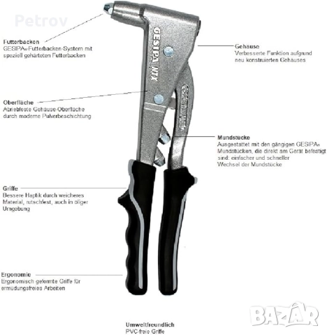 GESIPA NT X - MADE IN GERMANY - Немска ПРОФЕСИОНАЛНА - КАЧЕСТВЕННА Нитачка - ORIGINAL GESIPA GERMANY, снимка 6 - Винтоверти - 51739034
