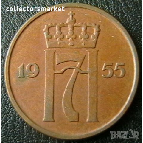 5 йоре 1955, Норвегия, снимка 2 - Нумизматика и бонистика - 28399164
