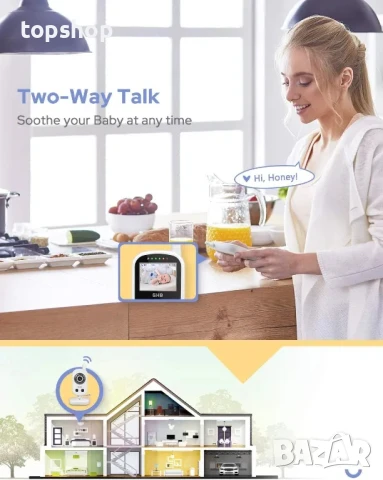 НОВ Бебефон с видео камера GHB UU24, неразопакован, перфектна кутия - само за подарък, снимка 8 - Бебефони - 50525270