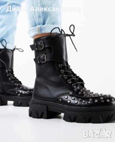 Дамаски боти с капси тип кубинки, снимка 2 - Дамски боти - 52707018