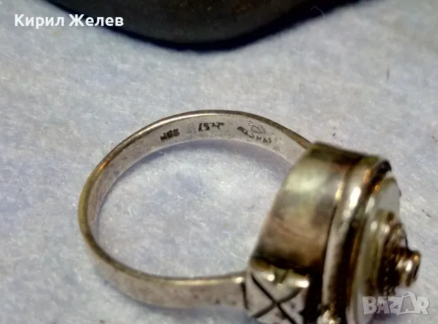 Старинен СЕДЕФЕН СРЕБЪРЕН ПРЪСТЕН СРЕБРО ВИСОКА ПРОБА с 3 ПЕЧАТА и МИНИАТЮРЕН НАТУРАЛЕН РУБИН 49991, снимка 2 - Антикварни и старинни предмети - 49294855