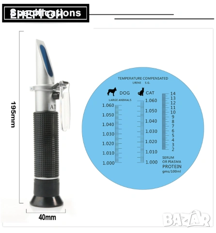 Клиничен рефрактометър за животни серумен протеин котки и кучета  урината, снимка 3 - Други стоки за дома - 53329285