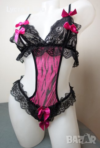 S дамско еротично боди с отворено дъно и разкриващи чашки, снимка 4 - Бельо - 43545971