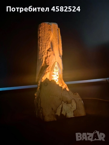 Дървена нощна лампа, снимка 2 - Настолни лампи - 52511955